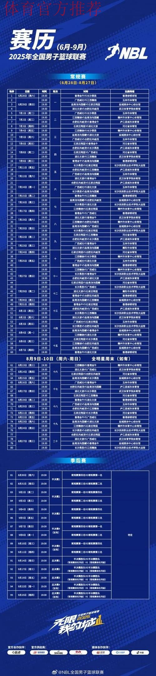 中国篮球协会公布2025年竞赛日历 中国篮球协会公布2025年竞赛日历
