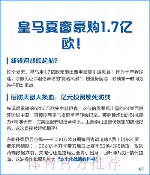 夏窗花费1.6亿欧 皇马4大新援只有A费达到预期